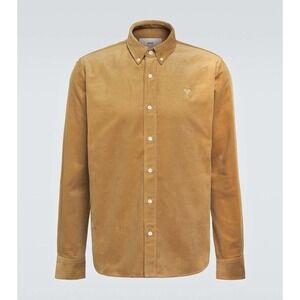 Men's Ami Paris Cotton Corduroy Tan Shirt In Sand Sz LARGE Minimalist Designer